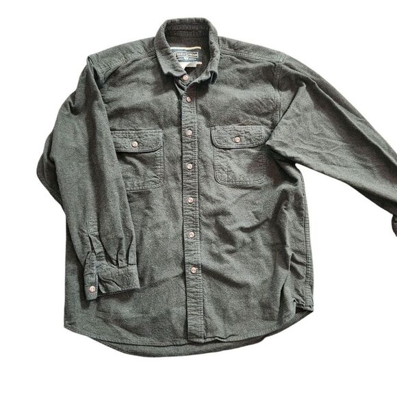 Field and Stream Flannel Shirt Mens XL Green SOlid button Up Long Sleeve Cotton - Picture 2 of 9